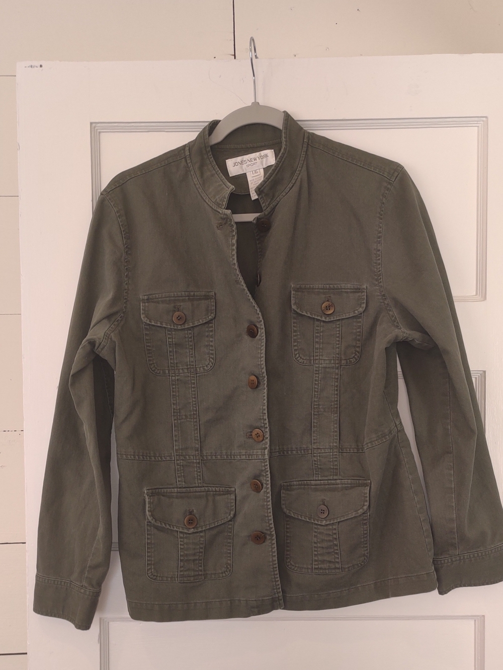 Jones New York Army Green Button-Front Utility Jacket